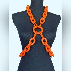 Bold Orange Link Chain Body Necklace